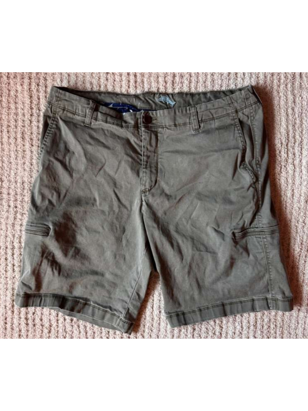 Tommy Bahama Cargo Shorts Mens 38 Olive Green Stretch Outdoor Casual Hiking Fish